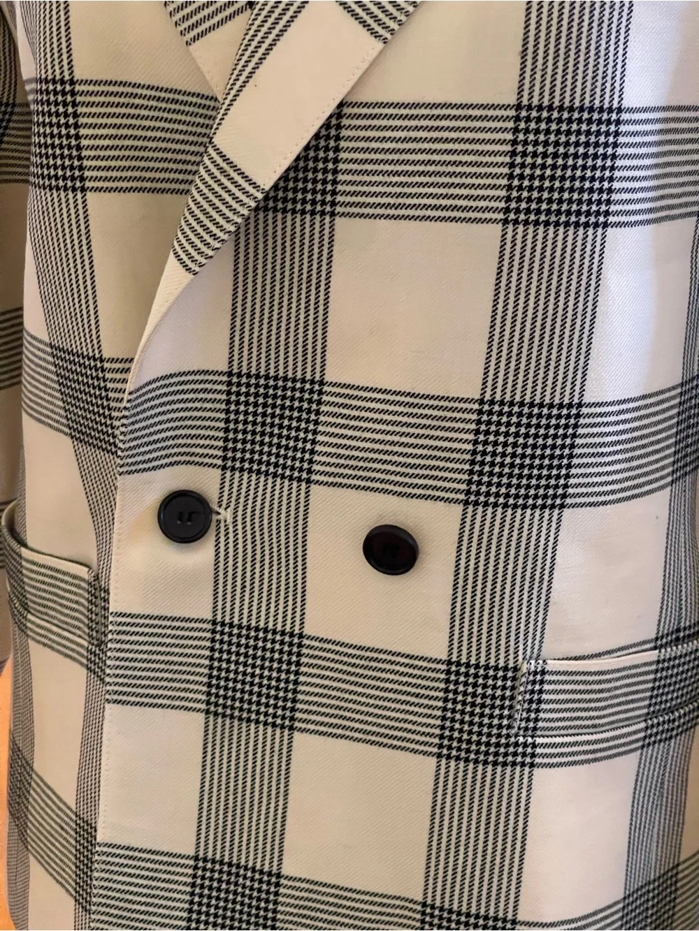 TED LAPIDUS VINTAGE CHECKED DOUBLE BREASTED NAVY & CREAM SUIT SET  SZ 10 /42